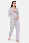 Rosaline Just Treats Knit Cotton Pyjama Set -Grey Melange — thumbnail 6